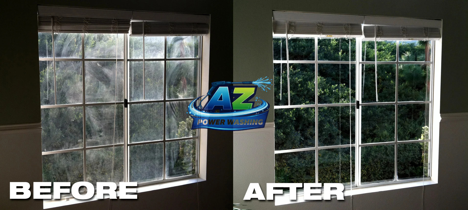 Window cleaning before and after — Cary NC